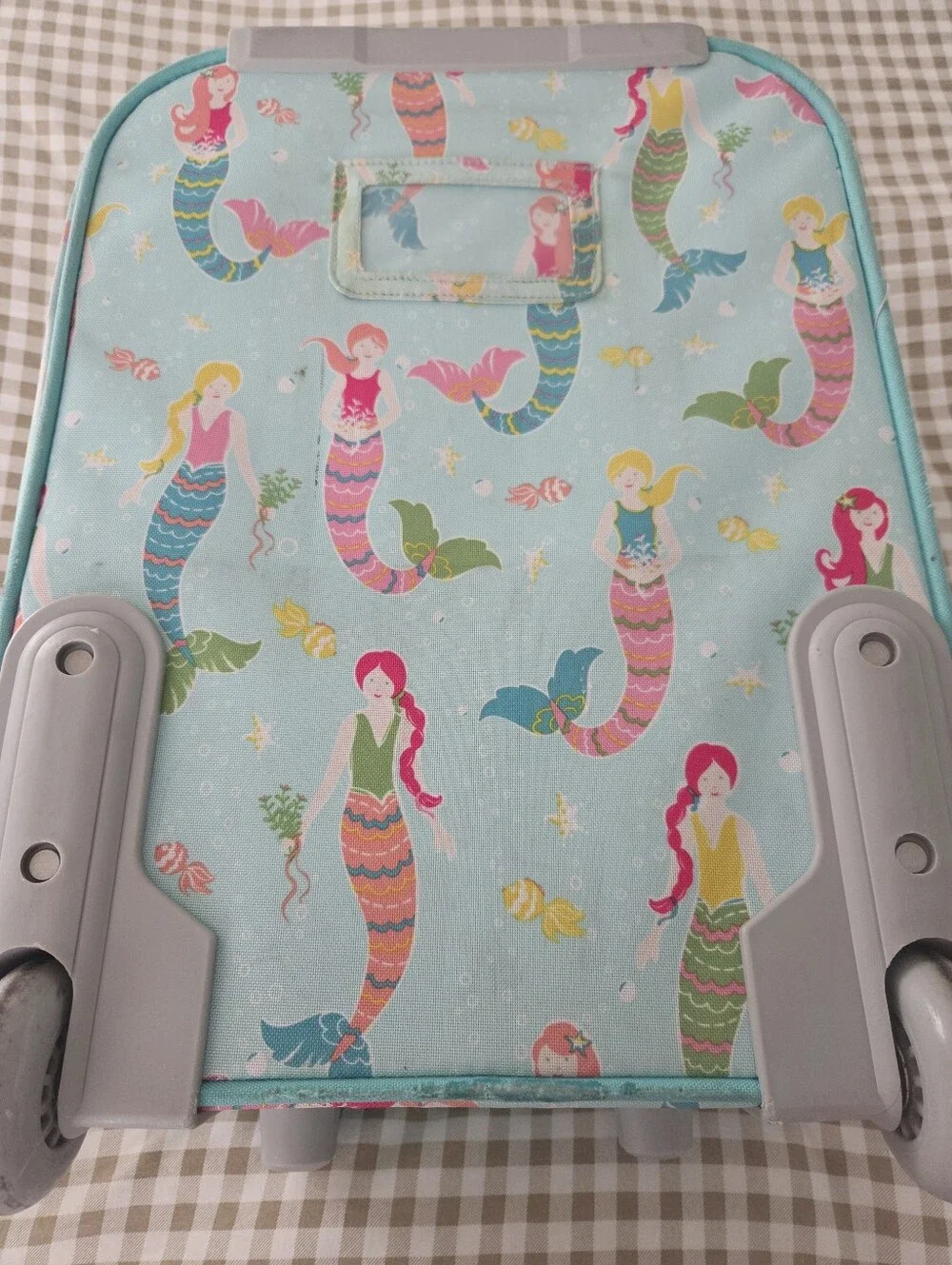 Retired Pottery Barn Kids Mackenzie Aqua Mermaid Rolling Suitcase